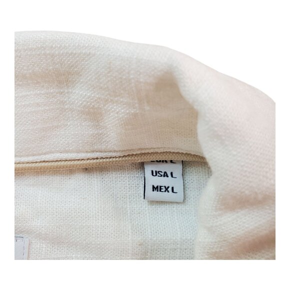 NWT PORTER & ASH SZ L Men's Linen Blend Floral White & Blue Short Sleeve Shirt - Picture 3 of 12